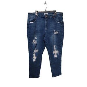 Women's Wax Jean Collection Distressed Denim Dark Wash Size 20